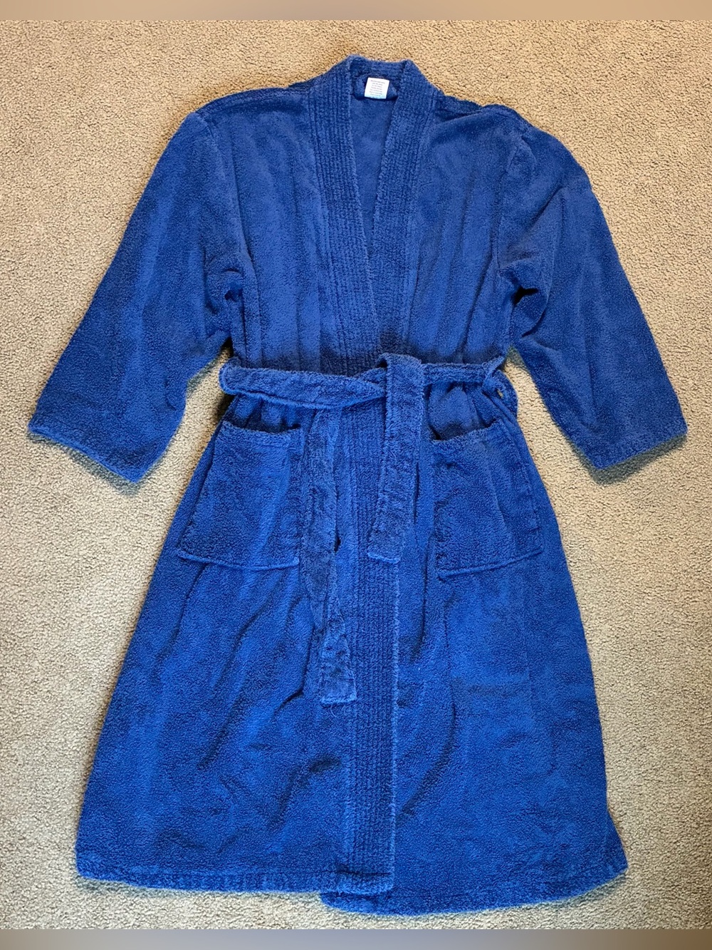 Mens Navy Blue 100% Cotton Turkish Towel Shawl Bath Robe Housecoat XL